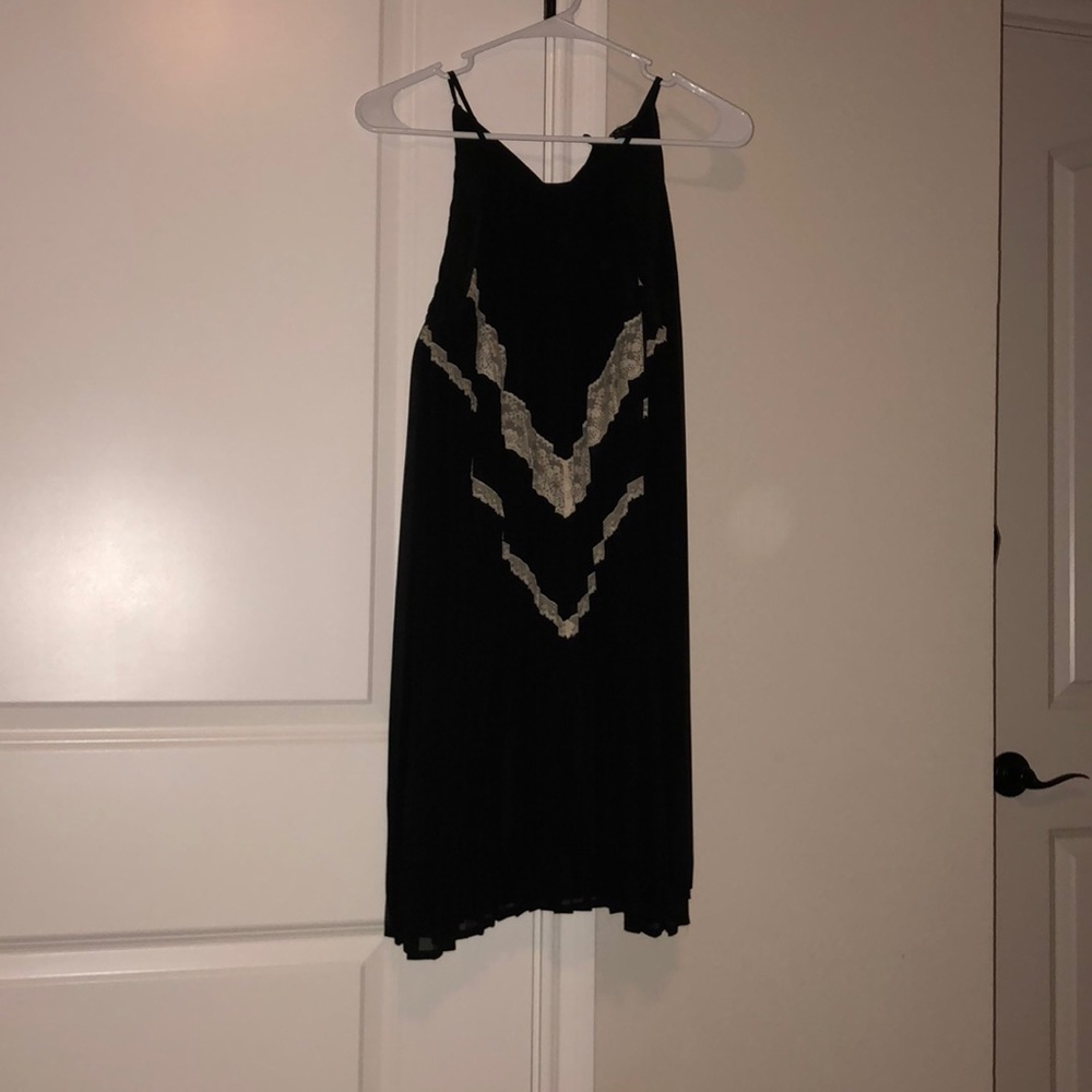 Black pleated mini dress
